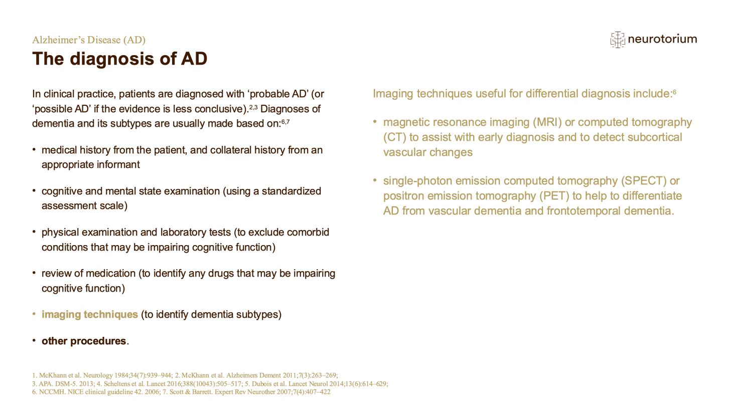 Alzheimers Disease – Diagnosis and Definitions – slide 17